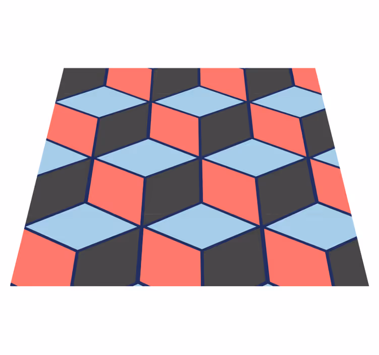 Vinyl teppich schlafzimmer mit 3d geometrischen quadraten - TenStickers