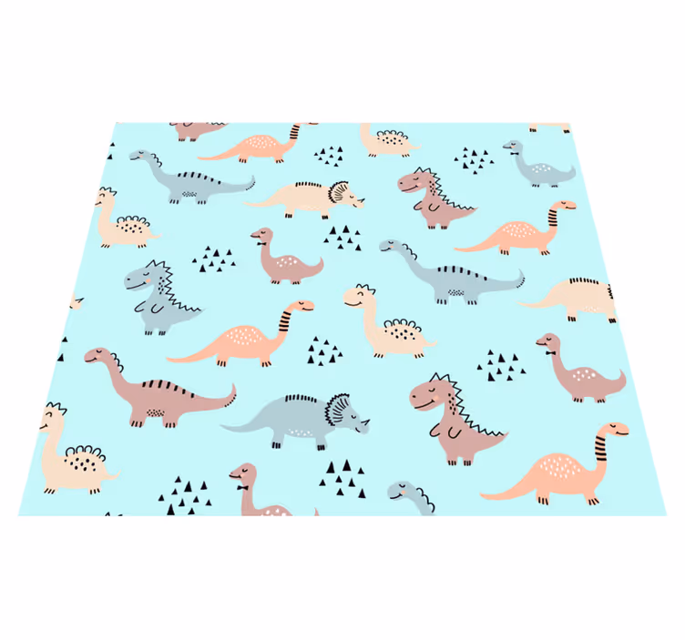 Vinyl teppich schlafzimmer blauer hintergrund mit dinos - TenStickers