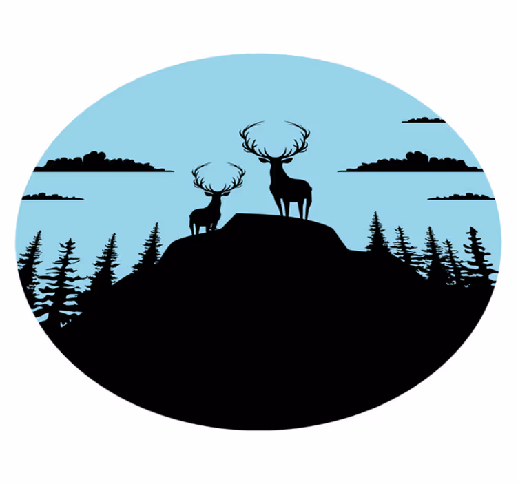 Vinyl teppich natur mit bergen und rehen - TenStickers