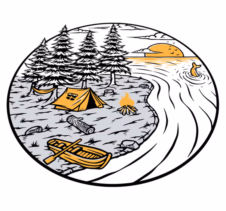 Vinyl teppich natur wohnmobil gelbes landschaftsbadge - TenStickers