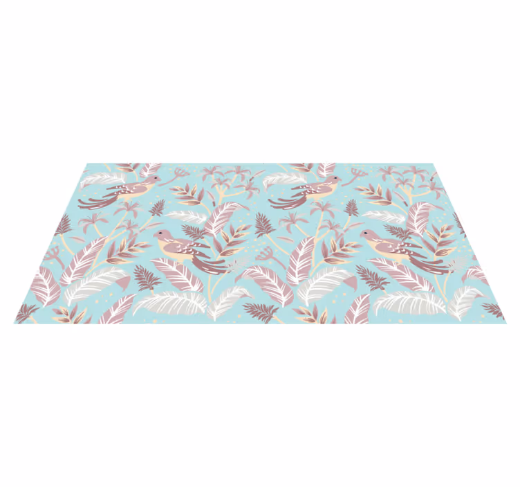 Vinyl teppich natur mit blauem und pinkem blumenmuster - TenStickers