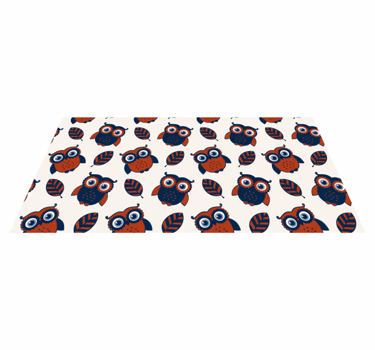 Vinyl teppich natur mit blau roten eulenmuster - TenStickers