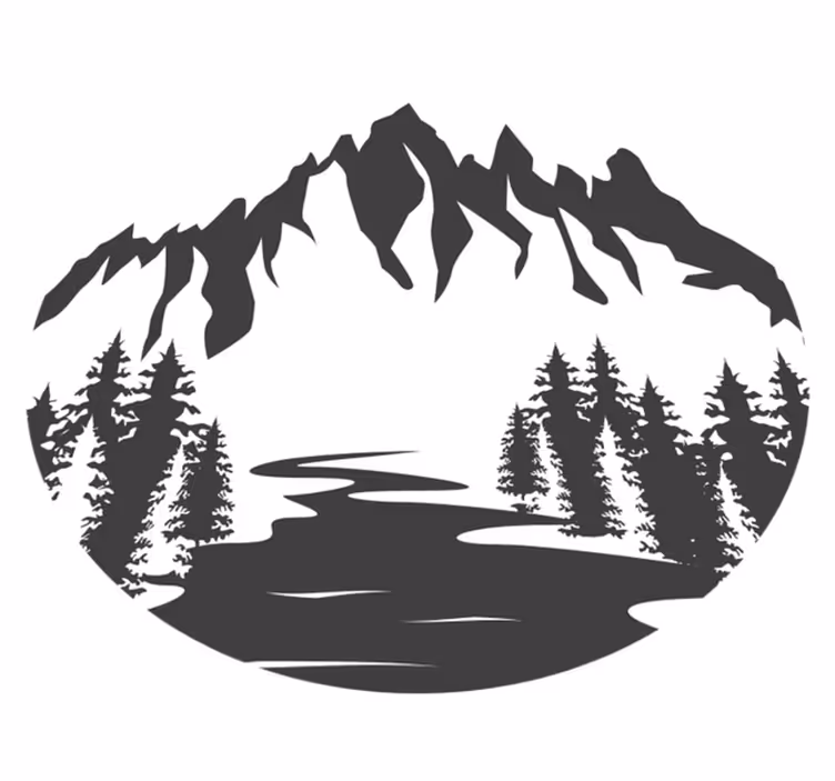 Vinyl teppich natur berglandschaft silhouette - TenStickers