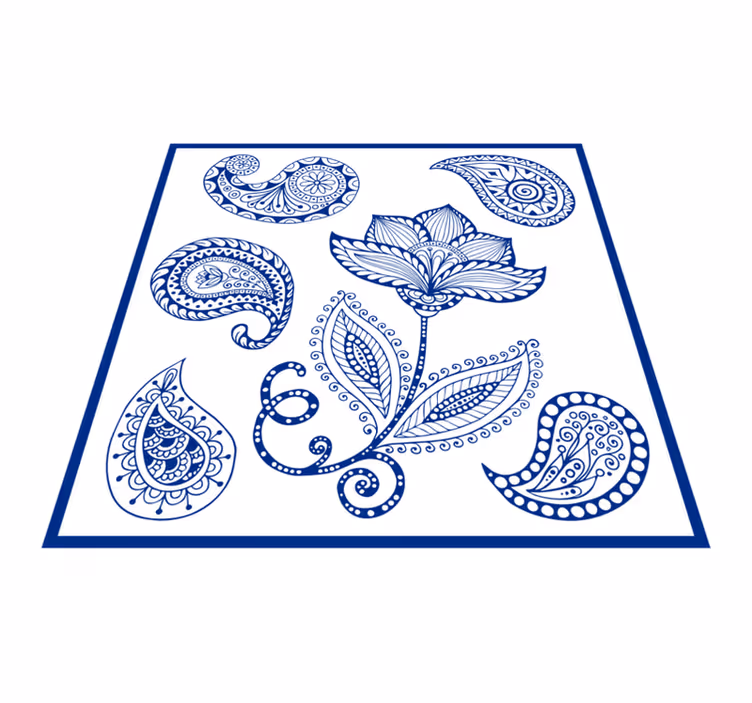 Vinyl teppich natur mit botanischem paisley-muster - TenStickers