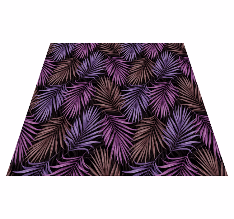Vinyl teppich natur mit lila blattmotiv - TenStickers