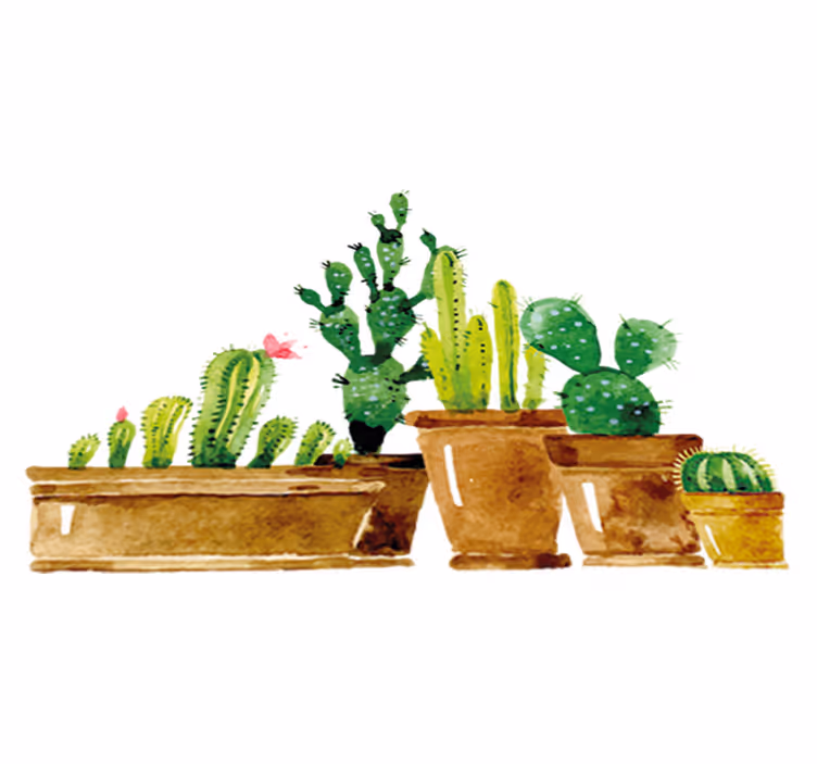 Vinyl teppich blumen eigenes kaktusgarten design - TenStickers