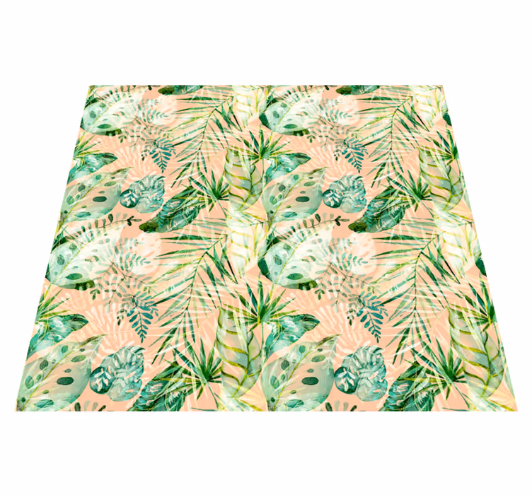 Vinyl teppich blumen im pinken blätterdesign - TenStickers