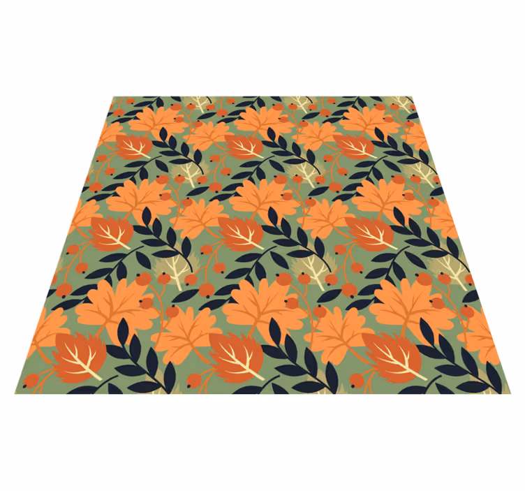 Vinyl teppich blumen großes herbstliches blättermuster - TenStickers