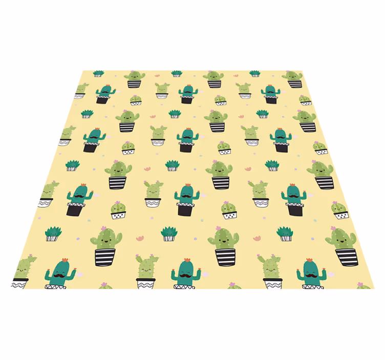 Vinyl teppich blumen mit kaktus muster - TenStickers