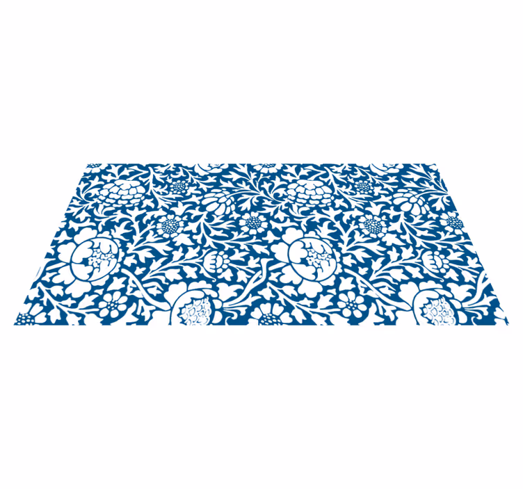Vinyl teppich blumen in marineblau - TenStickers