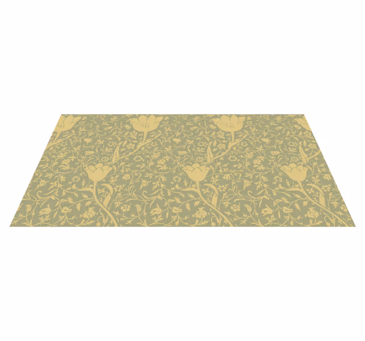 Vinyl teppich blumen in sanftem gold und grün - TenStickers