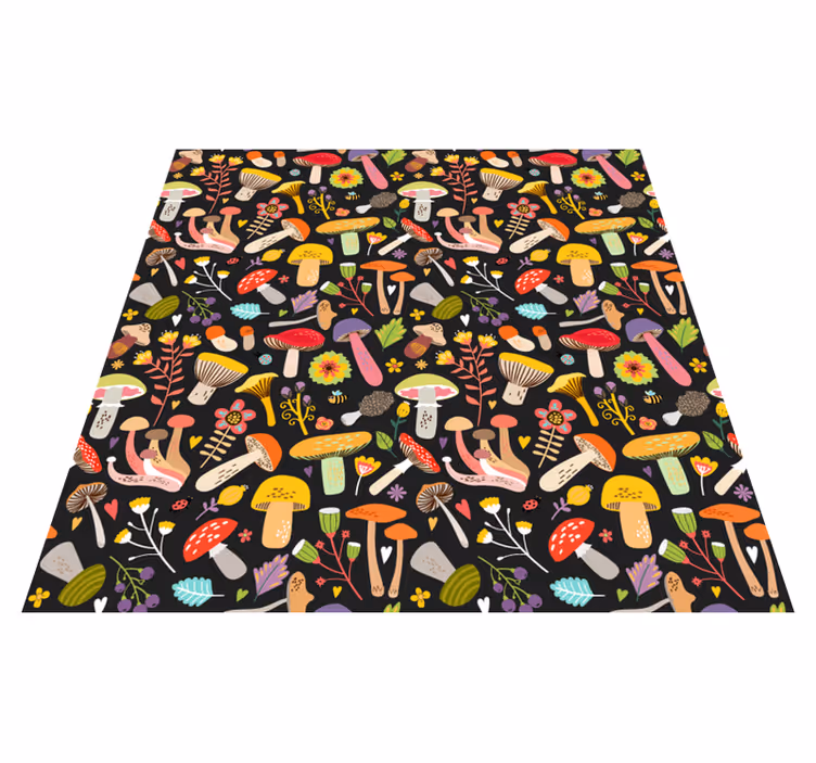 Vinyl teppich blumen mit herbstpilzmuster - TenStickers
