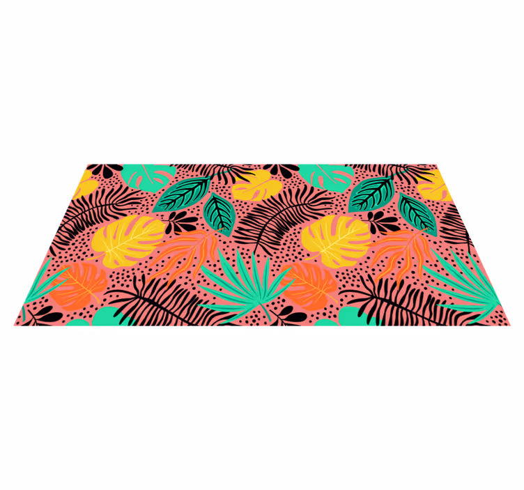 Vinyl teppich blumen mit lebhaften blattmotiven - TenStickers