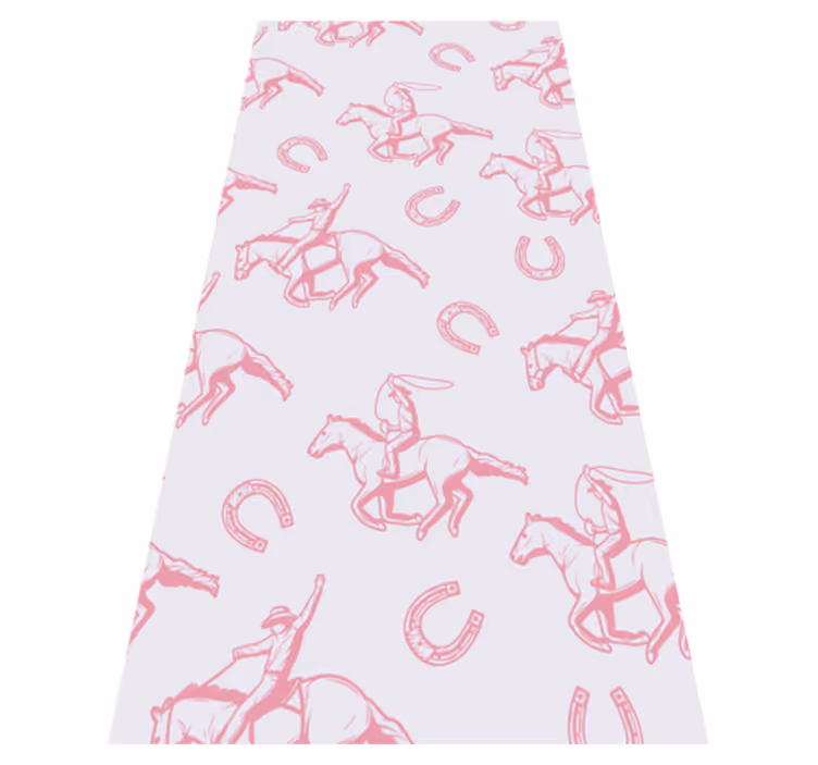 Vinyl teppich schlafzimmer mit pinkem cowboy-pferd-muster - TenStickers