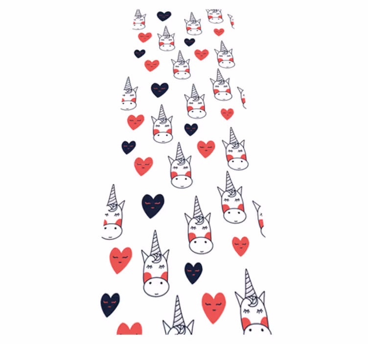 Vinyl teppich schlafzimmer einhornmuster mit herzen - TenStickers