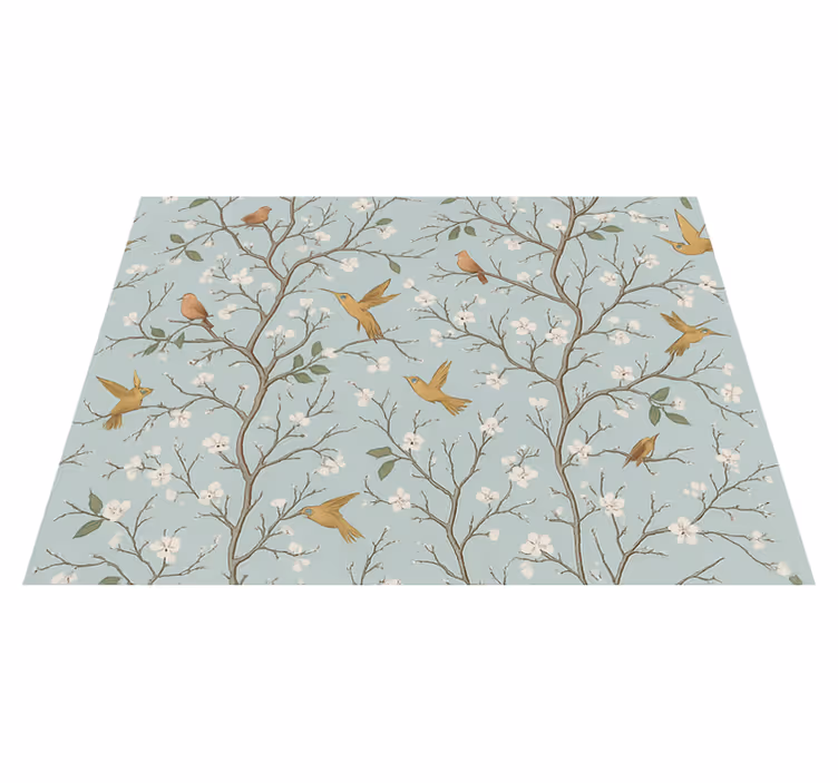Vinyl teppich schlafzimmer elegante frühlingsblüten - TenStickers