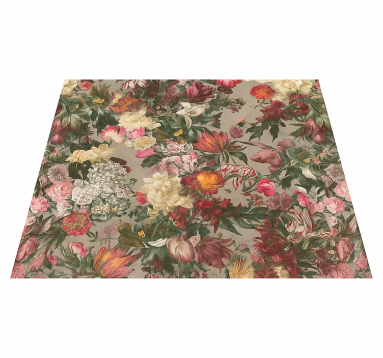 Vinyl teppich schlafzimmer mit vintage blumen - TenStickers