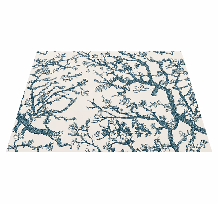 Vinyl teppich schlafzimmer mit dunkelblauem baumdesign - TenStickers