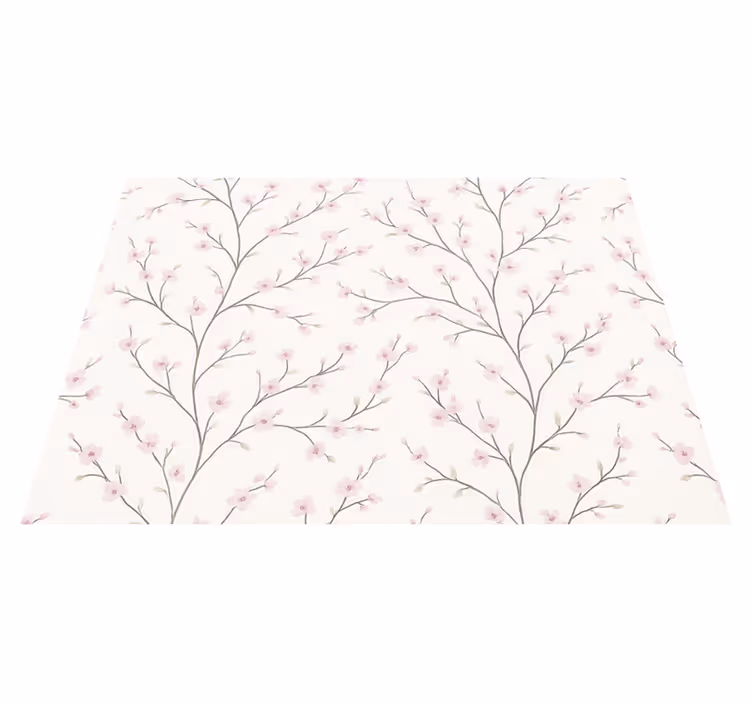 Vinyl teppich schlafzimmer grauer baum mit pinken blumen - TenStickers