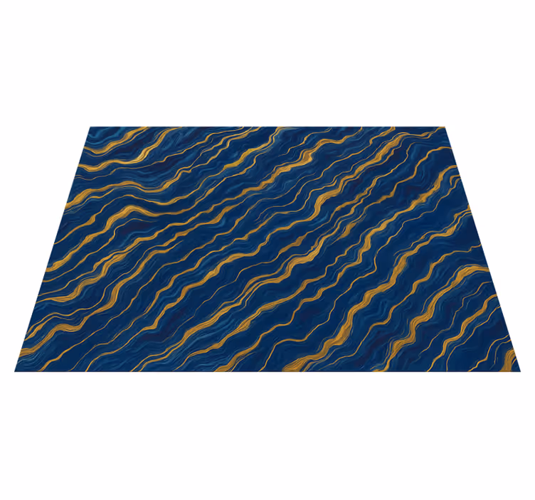 Vinyl teppich schlafzimmer in blau und gold marmoroptik - TenStickers