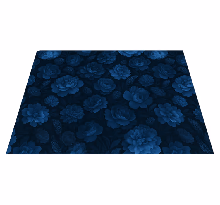 Vinyl teppich schlafzimmer mit dunklem blauen blumenmuster - TenStickers