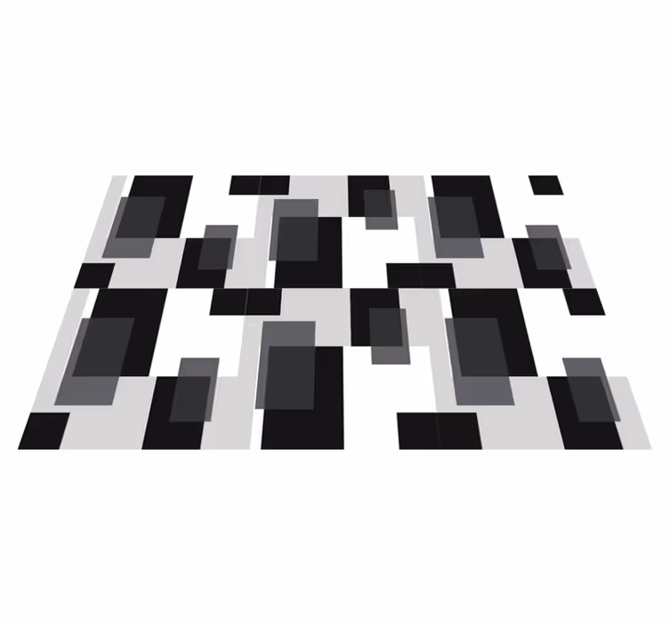 Vinyl teppich geometrisch in schwarz weiß farbblöcken - TenStickers