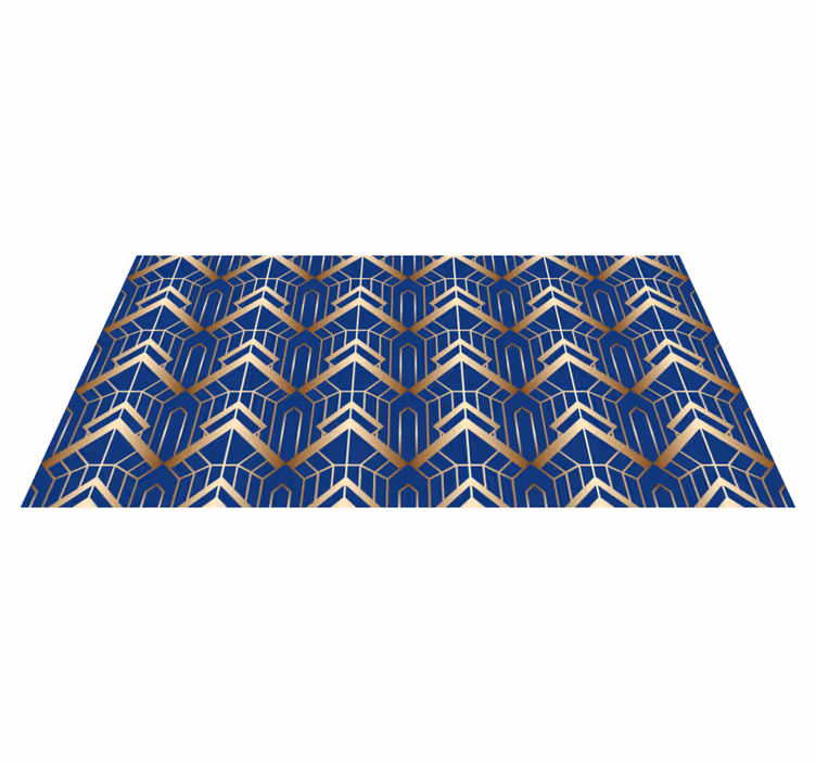 Vinyl teppich geometrisch moderne kunst blau gold deco - TenStickers