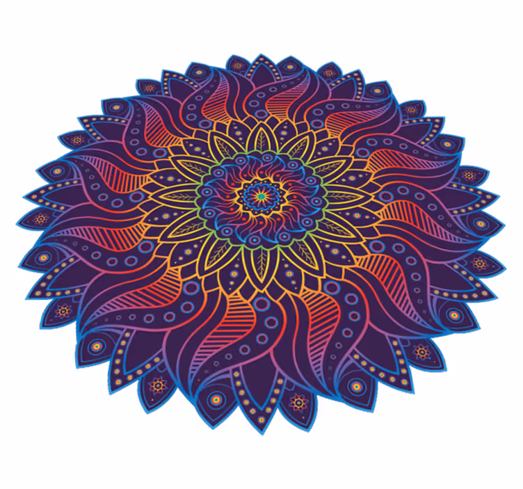 Vinyl teppich geometrisch regenbogen mandala - TenStickers