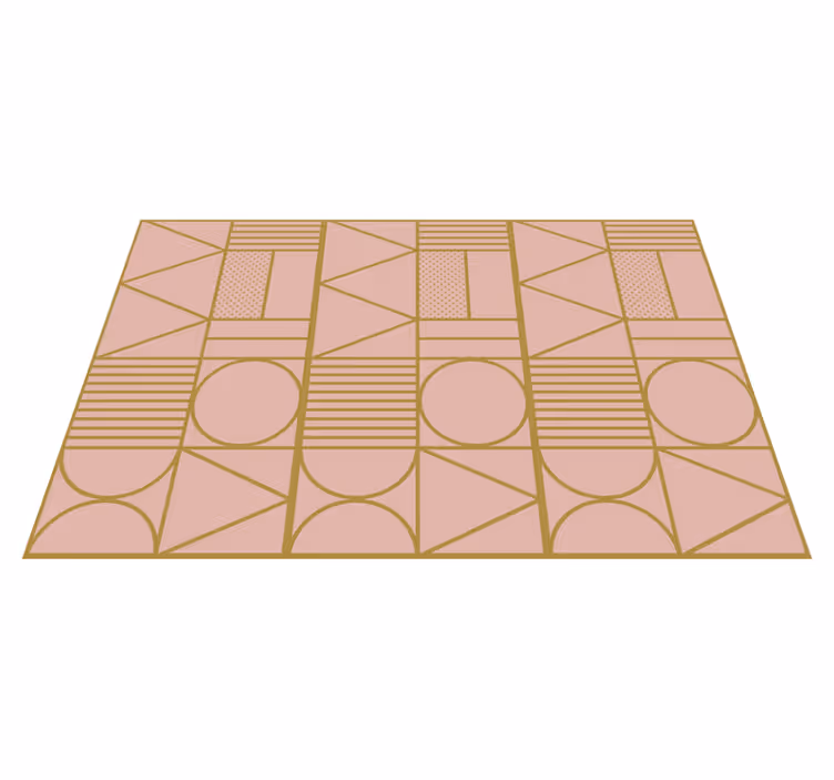 Vinyl teppich geometrisch in gold und rosa block - TenStickers