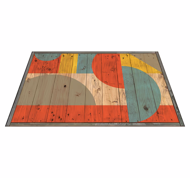 Vinyl teppich geometrisch mit holzgeometrie - TenStickers