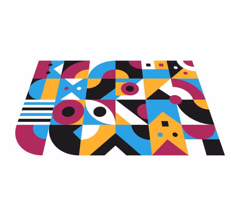 Vinyl teppich geometrisch mit lebhaften abstrakten elementen - TenStickers