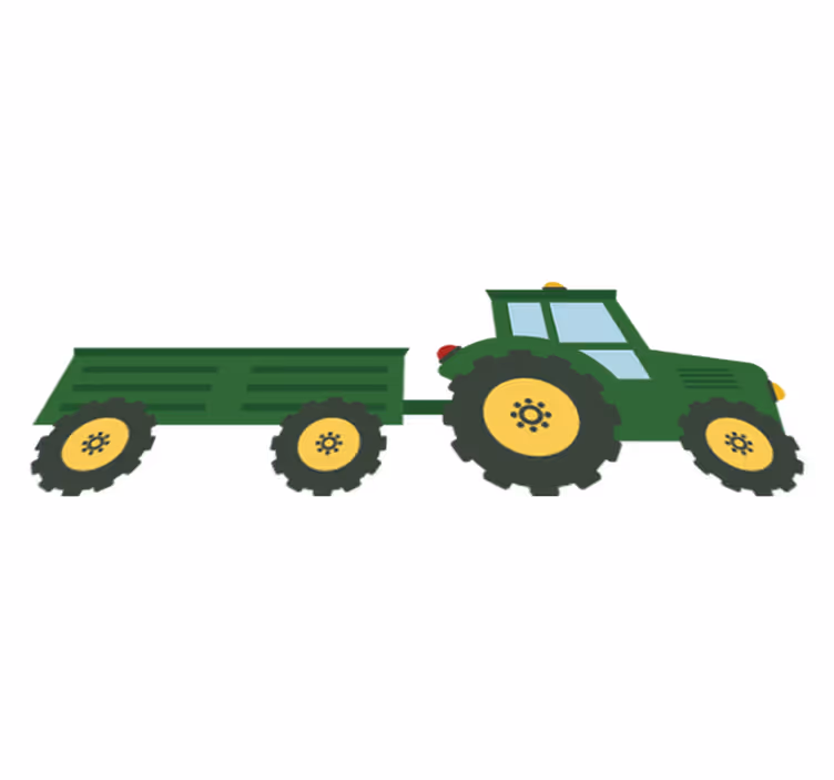 Vinyl teppich kinderzimmer grüner traktor und wagen - TenStickers
