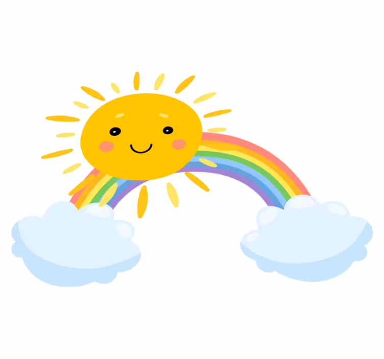 Vinyl teppich kinderzimmer himmel sonne und regenbogen - TenStickers
