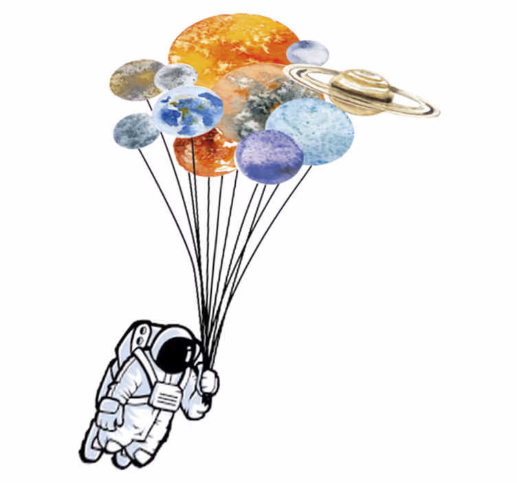 Vinyl teppich kinderzimmer astronaut mit bunten luftballons - TenStickers
