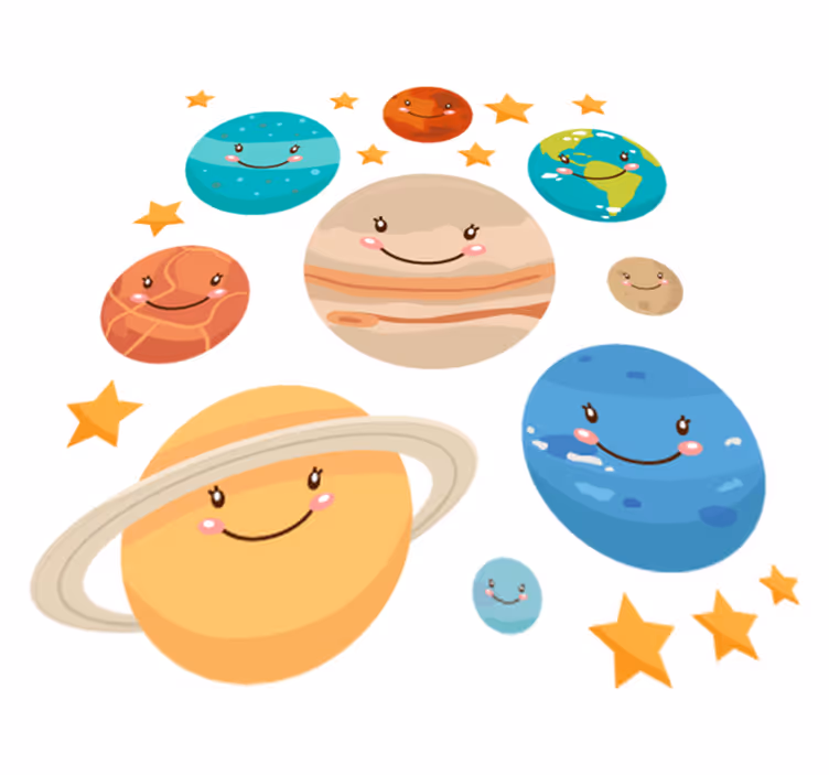 Vinyl teppich kinderzimmer mit planeten aufklebern - TenStickers