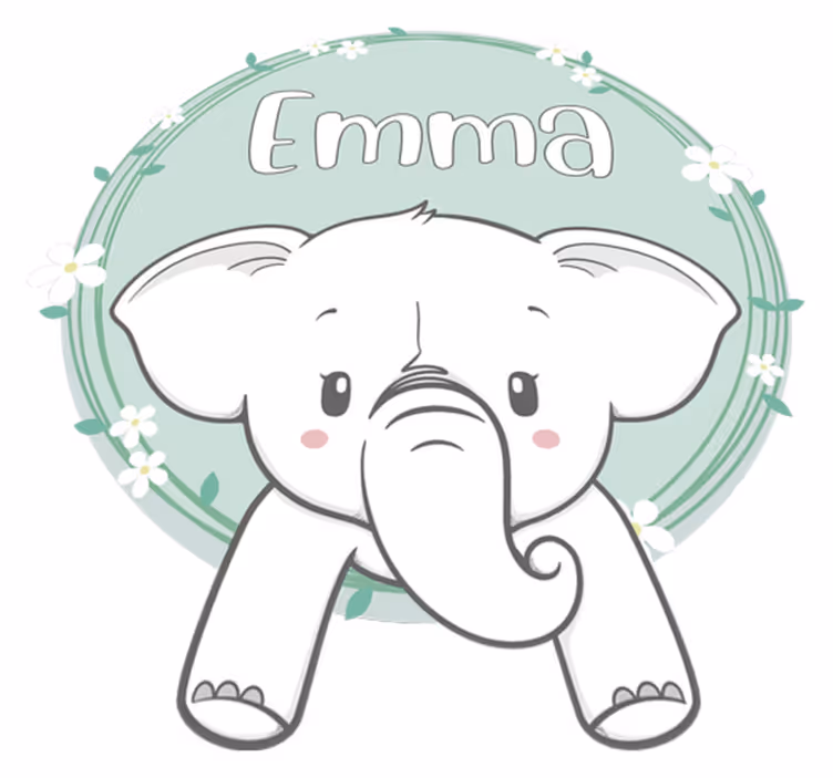Vinyl teppich kinderzimmer mit namen elefant - TenStickers