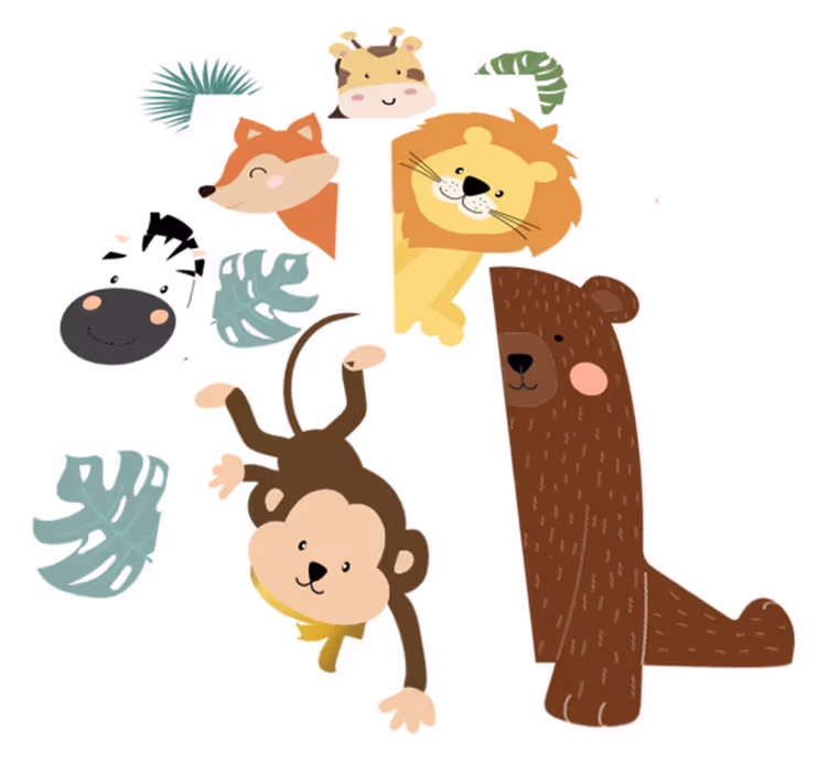 Vinyl teppich kinderzimmer tiere an der tür - TenStickers