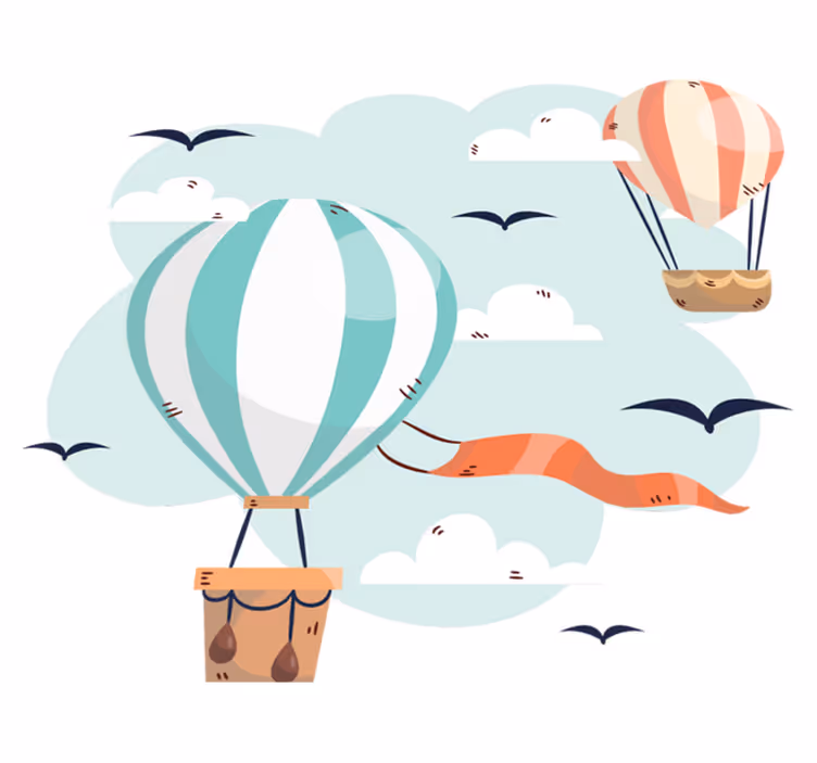 Vinyl teppich kinderzimmer mit luftballons und wolken - TenStickers