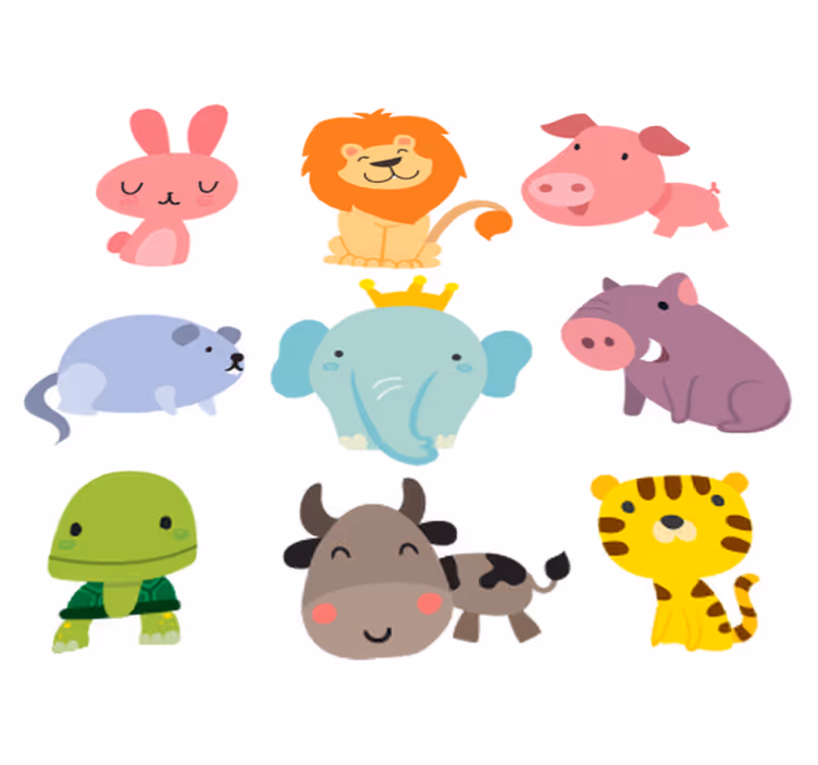 Vinyl teppich kinderzimmer mit tierstickern - TenStickers