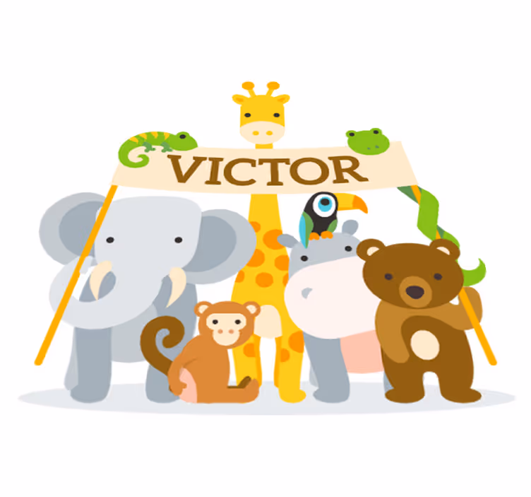 Vinyl teppich kinderzimmer mit tierischen namen - TenStickers