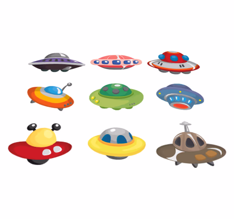Vinyl teppich kinderzimmer mit ufo aufklebern - TenStickers