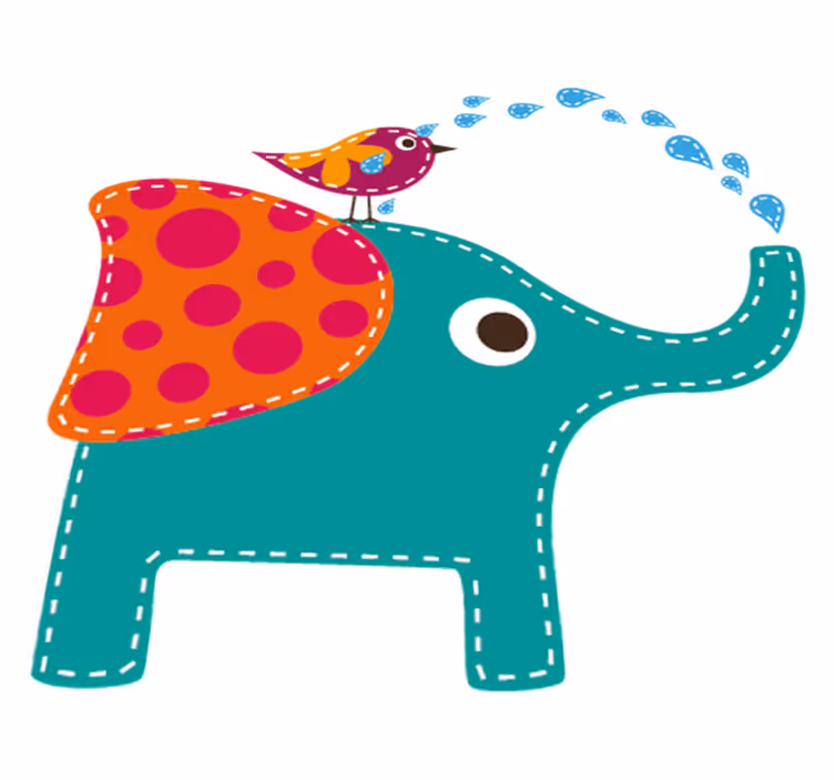 Vinyl teppich kinderzimmer mit elefant und vogel - TenStickers