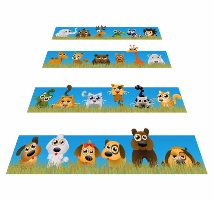 Vinyl teppich kinderzimmer mit tieren und streifen - TenStickers