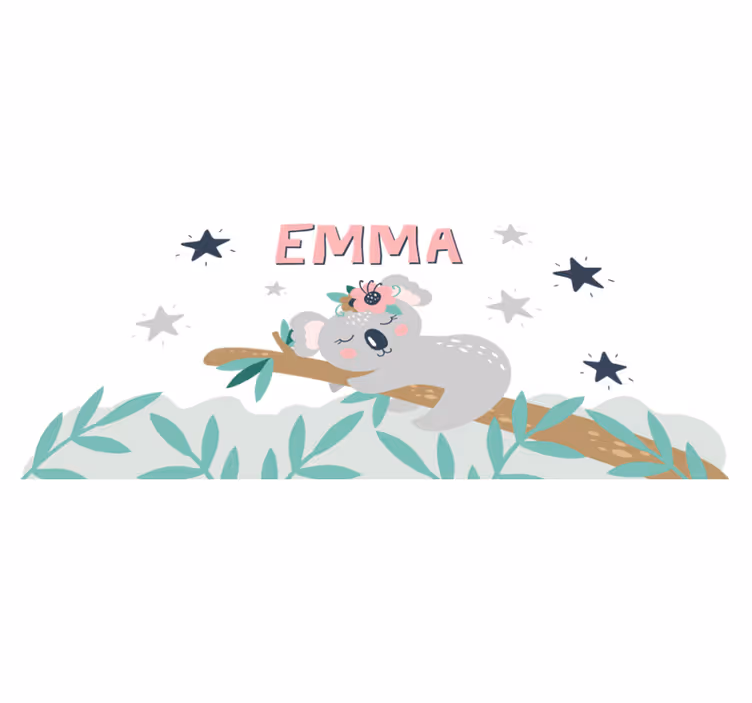 Vinyl teppich kinderzimmer süßer koala mit name - TenStickers