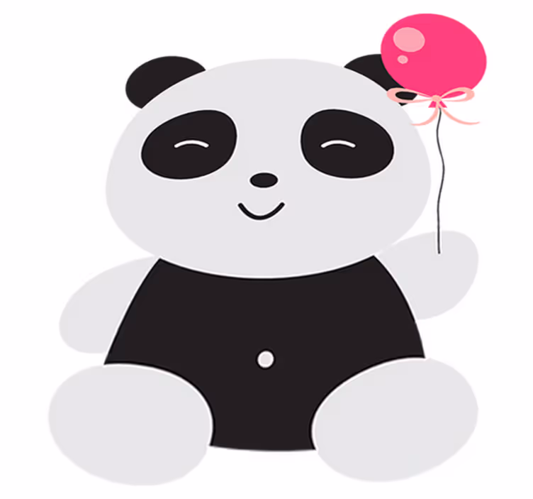 Vinyl teppich kinderzimmer panda mit pinkem ballon - TenStickers