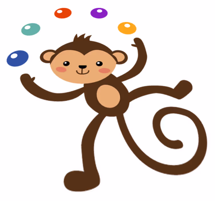 Vinyl teppich kinderzimmer mit jonglierendem affen - TenStickers