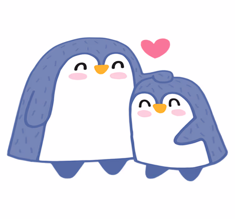 Vinyl teppich kinderzimmer mama und baby pinguin - TenStickers