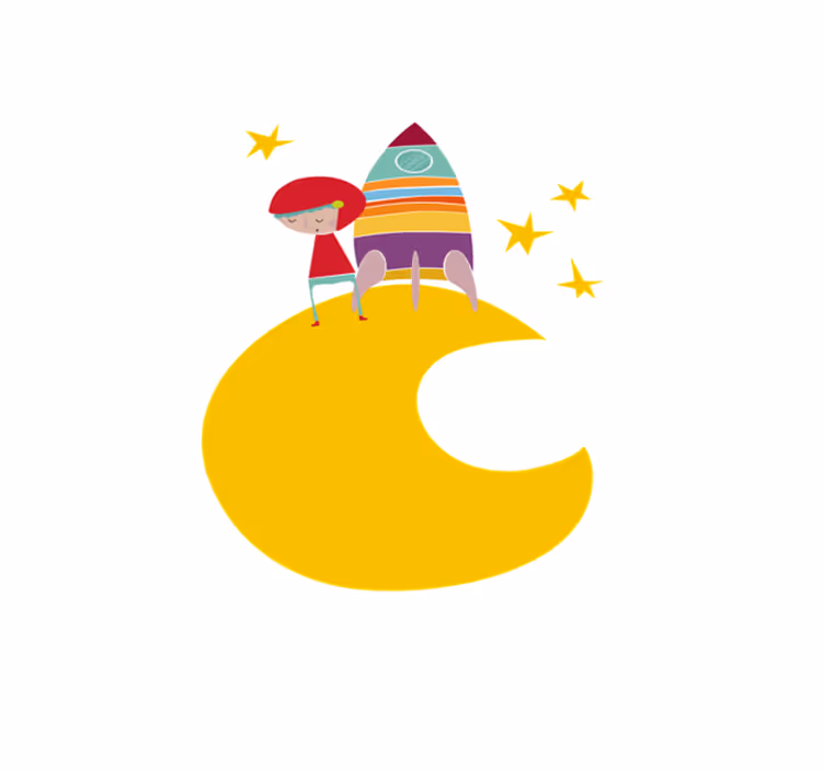 Vinyl teppich kinderzimmer rakete auf dem mond - TenStickers