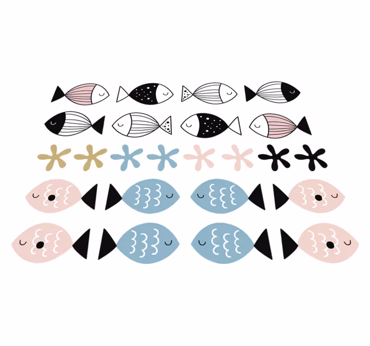 Vinyl teppich kinderzimmer mit texturen von fischen - TenStickers