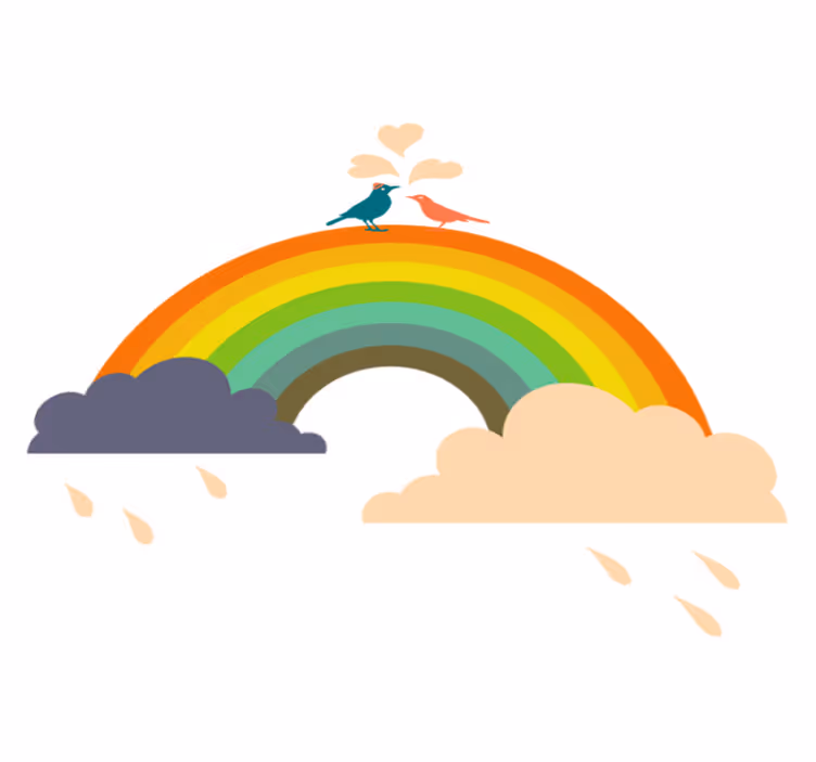 Vinyl teppich kinderzimmer vögel auf dem regenbogen - TenStickers